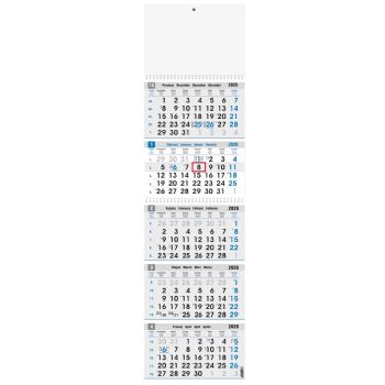 KALENDAR POSLOVNI PETERODIJELNI PLAVO/SIVI 5 - djelni ., 80gr, dim: 27,5x102 cm , spiral., pok, vrećica, P/25