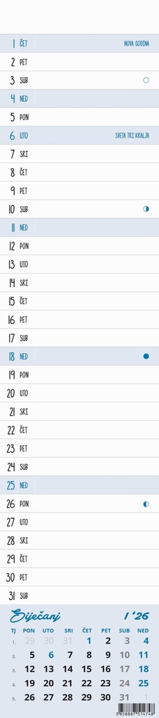 " Poslovni USKI zidni planer kalendar", 12 list., dim: 11x61,5 cm, PVC vrećica, pokazivač, P/100 - Slika 3
