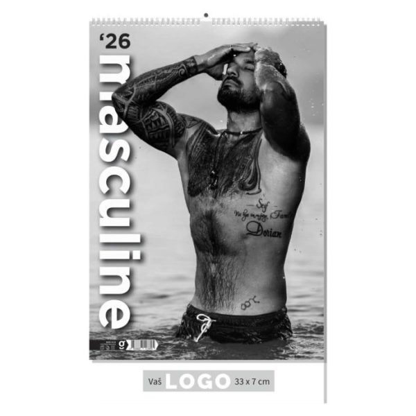 "MASCULINE" 13 list., dim: 33x55cm, PVC vrećica, P/40, color kalendar
