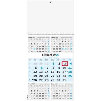 " Poslovni PLAVI 5 mj." trodjelni kalendar, 12 list., dim: 29,5x62cm, PVC vrećica, pokazivač, P/50