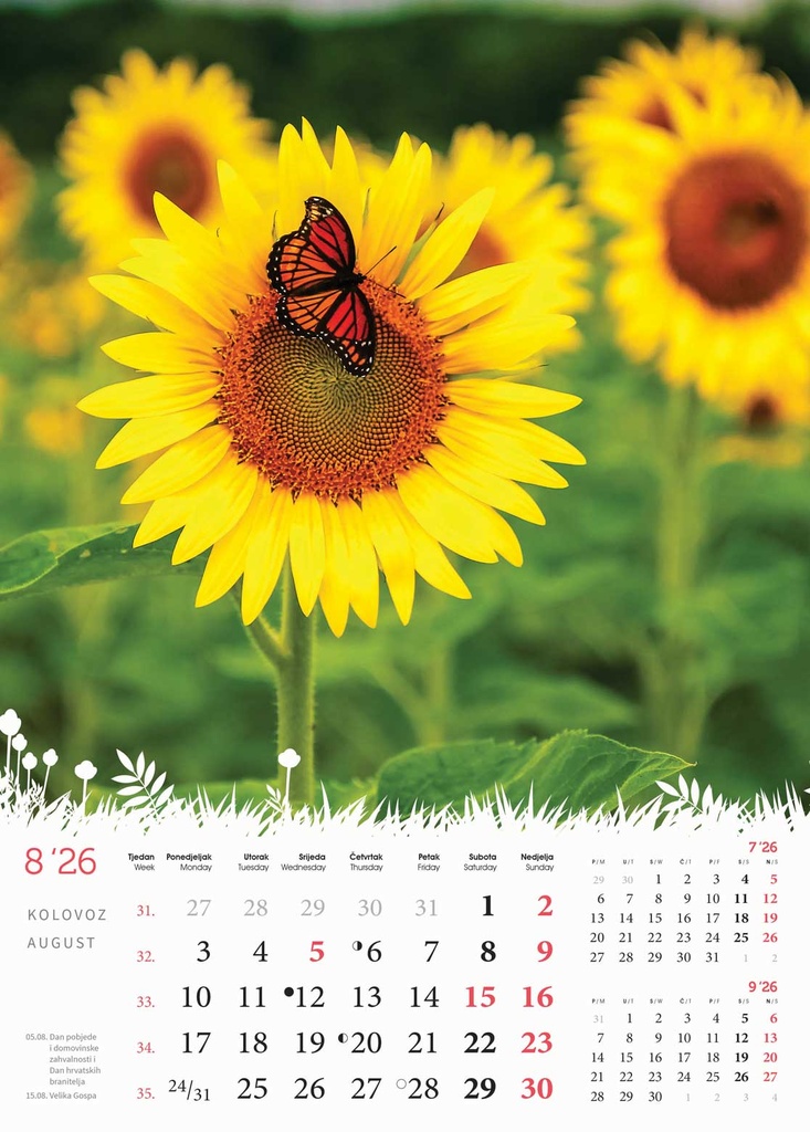 "CVIJEĆE" 13 list., dim: 24x53,5 cm, PVC vrećica, P/50, color kalendar - Slika 5