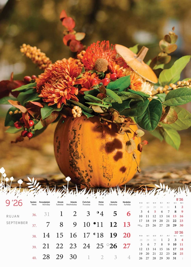 "CVIJEĆE" 13 list., dim: 24x53,5 cm, PVC vrećica, P/50, color kalendar - Slika 8