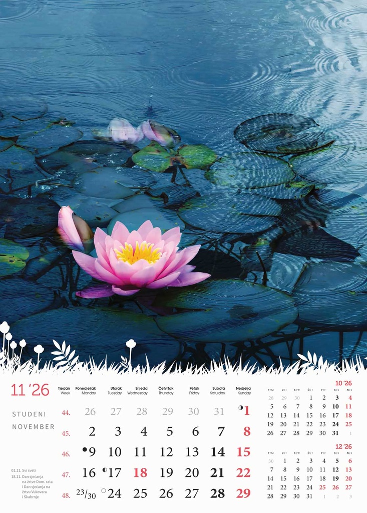 "CVIJEĆE" 13 list., dim: 24x53,5 cm, PVC vrećica, P/50, color kalendar - Slika 12