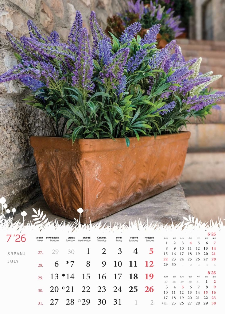 "CVIJEĆE" 13 list., dim: 24x53,5 cm, PVC vrećica, P/50, color kalendar - Slika 14
