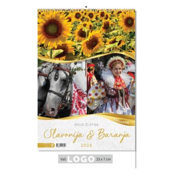"MOJA ZLATNA SLAVONIJA i BARANJA" 13 list., dim: 33x55 cm, PVC vrećica, P/40, color kalendar
